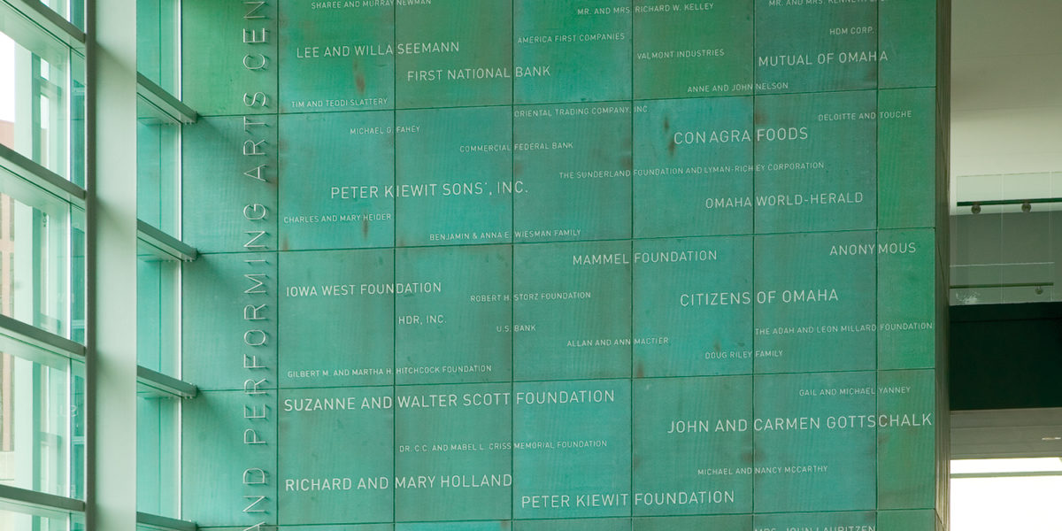 Glass Donor Wall at Holland Center