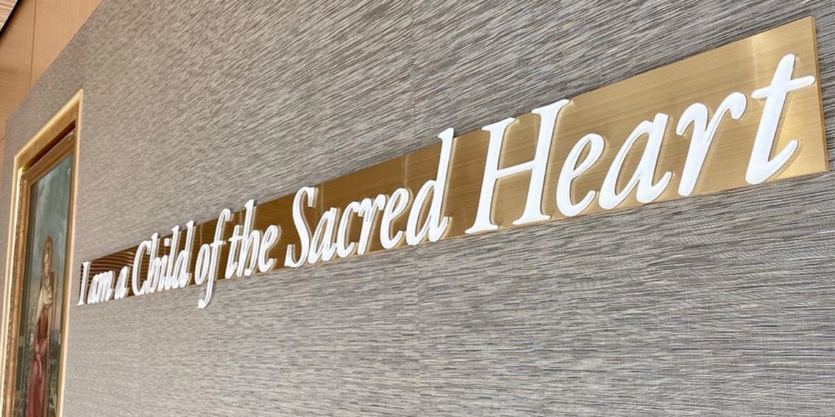 Dimensional Letters applied to bronze at Academy of the Sacred Heart